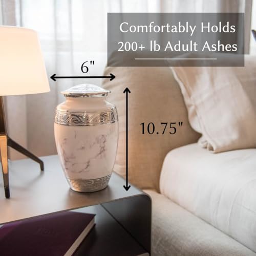 Classic White Marble Cremation Urn for Adult Ashes
