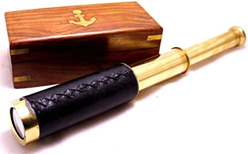 Nautical Brass Spyglass Telescope 10 Inches with Wooden Box
