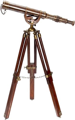 Vintage Pirate Spyglass with Wooden Tripod Stand