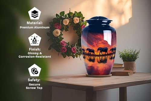 Cremation Urn for Dad - Elephant Savannah Memorial Container - 10 Inch Large