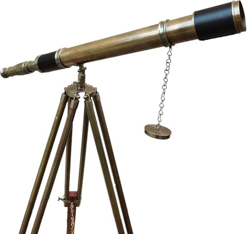 Royal Vintage Moon Arc Telescope with Brass and Wood Finish