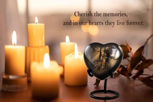 Deer Heart Keepsake Urn with Stand Box Bag