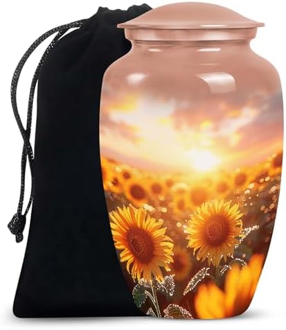 Sunflower Twilight Large Velvet Bag Cremation Urn