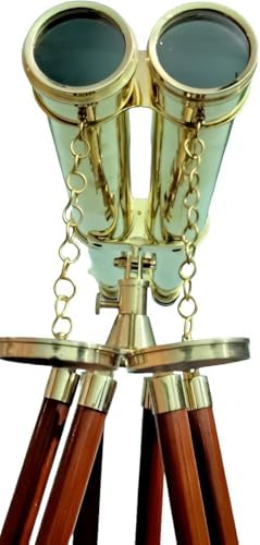 Nautical Double Barrel Brass Telescope with Tripod Stand