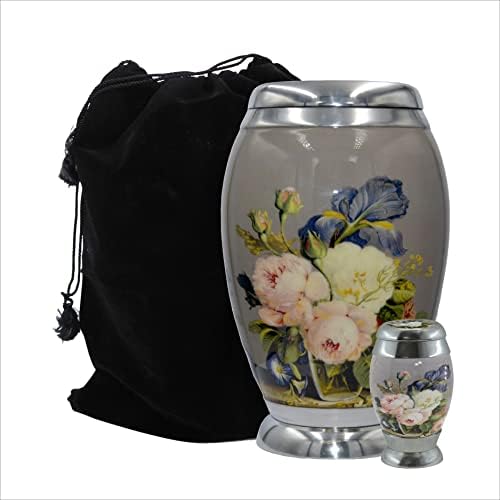 Brass Rose Cremation Urn with Velvet Bag