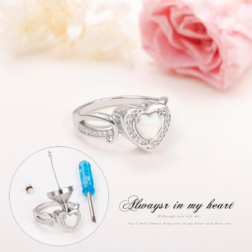 Heart Urn Ring for Ashes 925 Sterling Silver