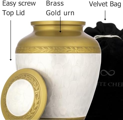 White Gold Mother of Pearl Ash Urn for Adult Female
