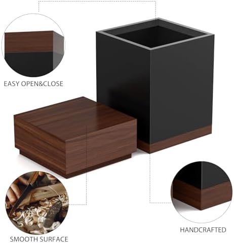 Wooden Cremation Urns for Human Ashes Black Urn with Solid Wood Base