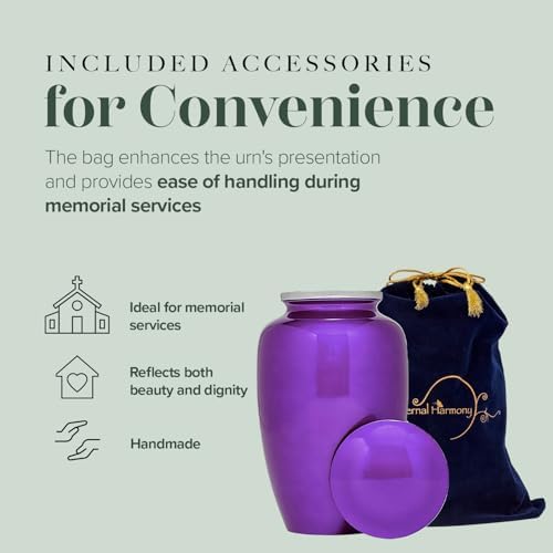 Eternal Harmony Large Cremation Urn 7x11 Purple
