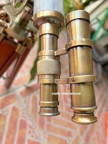 V19 Antique Brass Telescope with Wooden Stand