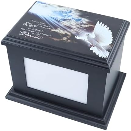Handcrafted Solid Wooden Cremation Urn with Photo Frame - Black Large 200 Lbs Capacity