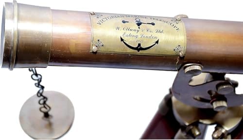 Nautical Vintage Wooden Telescope Floor Standing Double Barrel Decor