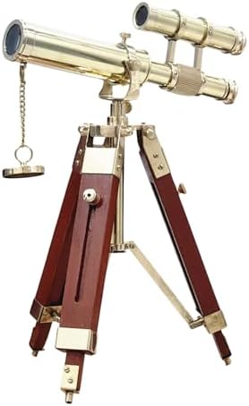 Vintage Nautical Brass Telescope with Wooden Stand