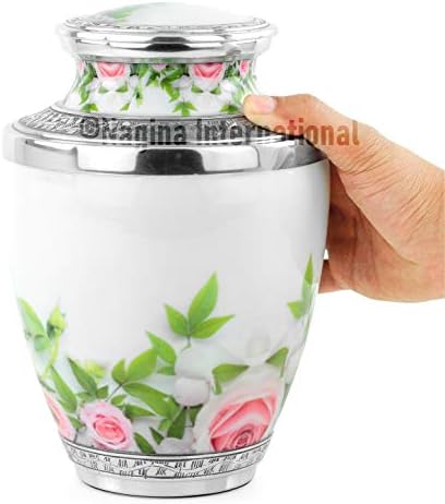 10 Inch Aluminum Cremation Urn with Beautiful Floral Print