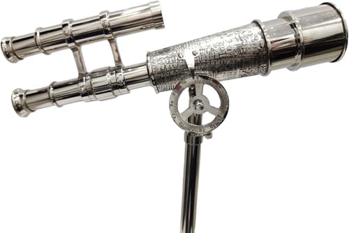 Vintage Marine Spyglass Chrome Finish Telescope Table Top Tripod Display Center Piece