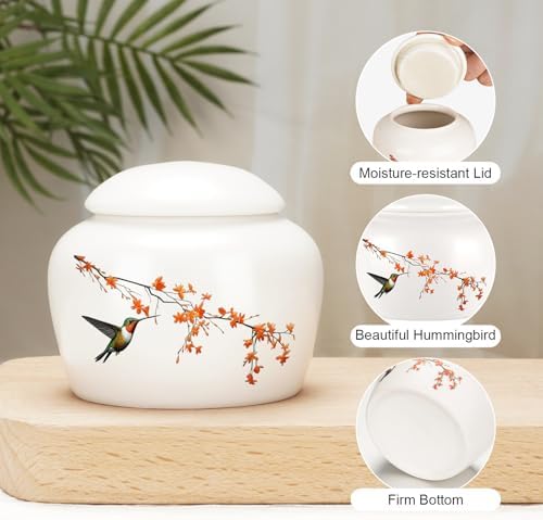 Abooxiu Mini Cremation Urn with Hummingbird Design