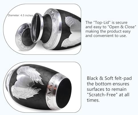 MEILINXU Cremation Urn with Silver Angel Wings and Heart