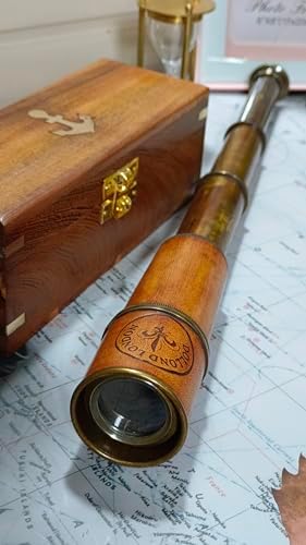 Antique Pirate Telescope with Brass and Leather Finish