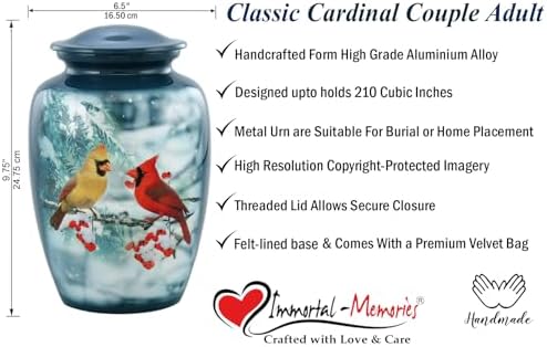 Personalized Cardinal Urn for Human Ashes - Large Capacity