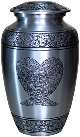 eSplanade 10 Inch Metal Cremation Urn with Wings Engraving
