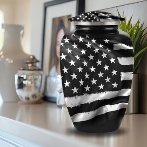 American Flag Black and White Urns for Ashes