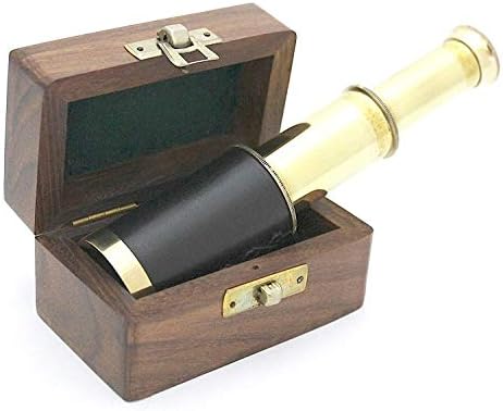 Handmade Brass 6 Inch Telescope with Rose Wood Box