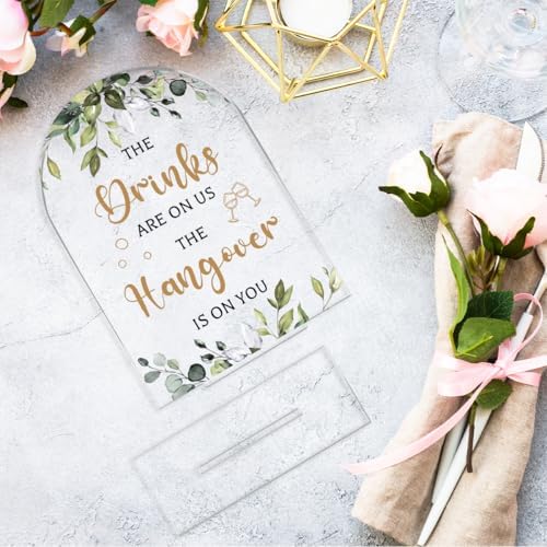 Botanical Wedding Sign Decor 5x7 Inch Acrylic Arch