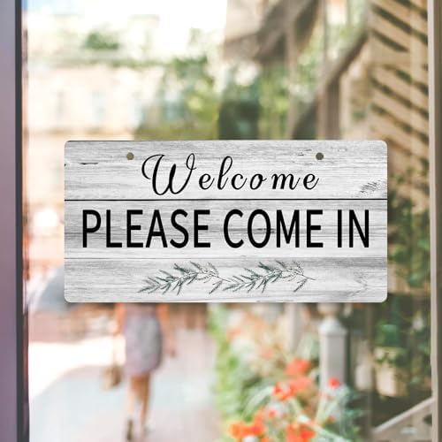 Welcome Sign for Front Door Double-Sided Wooden Decor