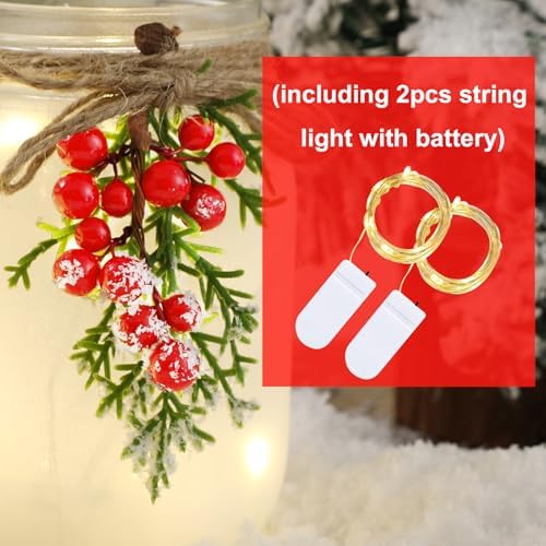 Farmhouse Christmas Decor - Winter Mason Jar with Light