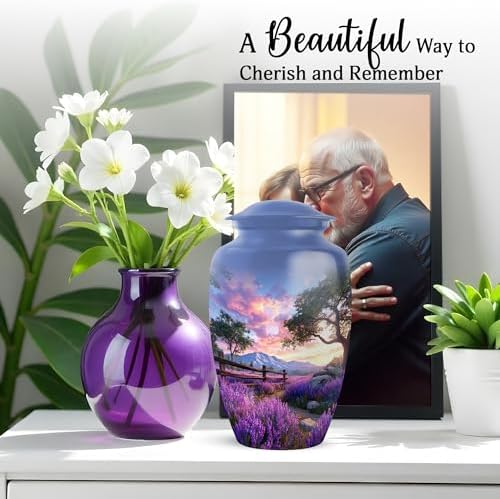 Lavender Blue Cremation Urn for Human Ashes - 10 Inch