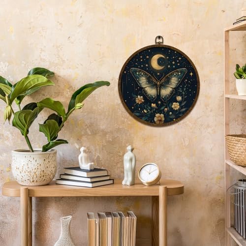 KLYTINK Celestial Butterfly Round Wall Art Canvas Print
