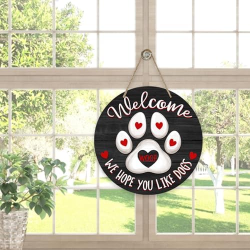 Deroro Welcome We Hope You Like Dogs Front Door Sign