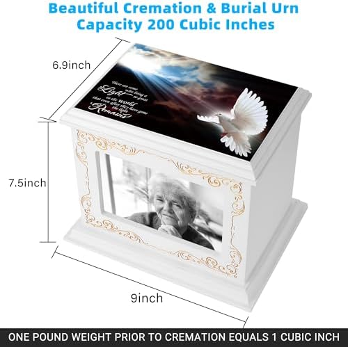 Wooden Cremation Urn with Photo Frame for Human Ashes 1