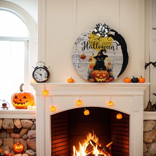Happy Halloween Black Cat Door Sign