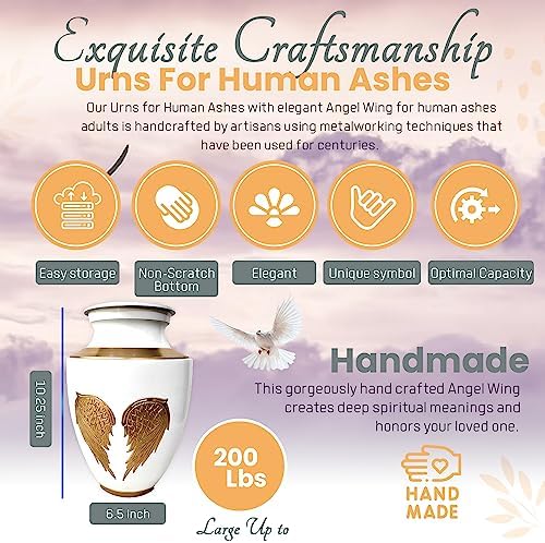 Elegant Angel Wing Cremation Urn for Human Ashes