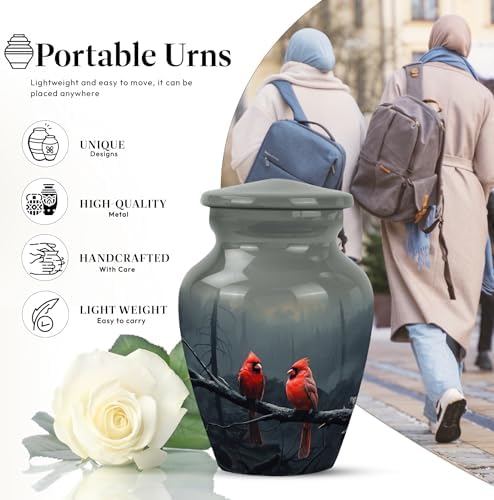 Red Cardinal Bird Mini Urn for Human Ashes Keepsake