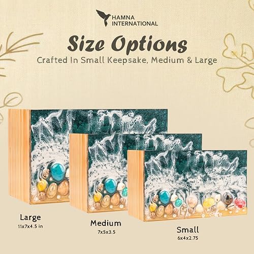 Grey Ocean Shells Wooden Urn - Small 130 Cuin