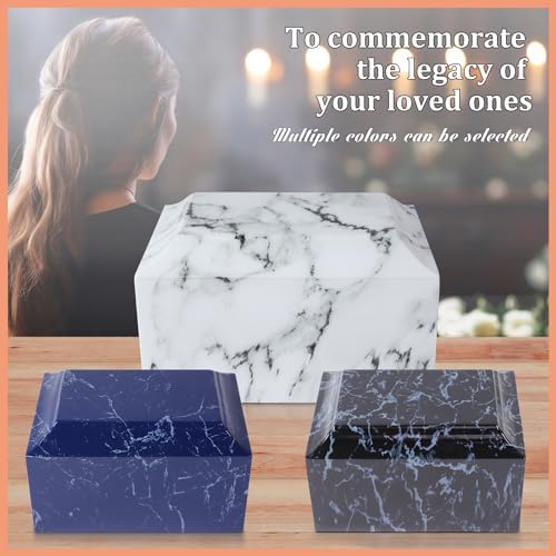 White Marble Cremation Urn Vault - Dignified Adult Memorial for Home or Cemetery