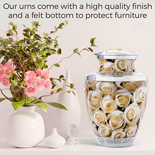 White Rose Cremation Urn for Human Ashes Adult Female