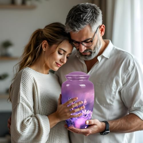 Purple Butterfly Urn for Human Ashes - 10 Inch Cremation Urn