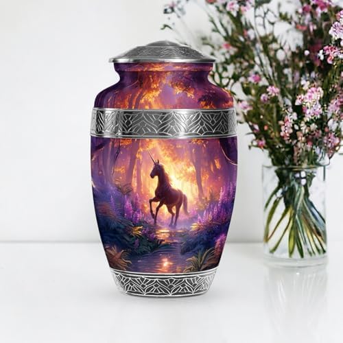 Unicorn Themed Cremation Urn - 10 Inch Adult Decorative Urn
