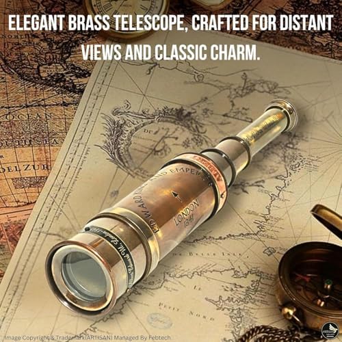 Nautical Pirate Brass Telescope with Leather Case