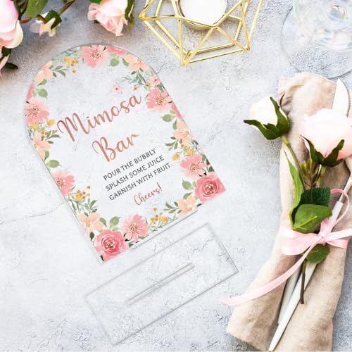 Wedding Sign Decor with Pink Acrylic Arch 5x7 Inch