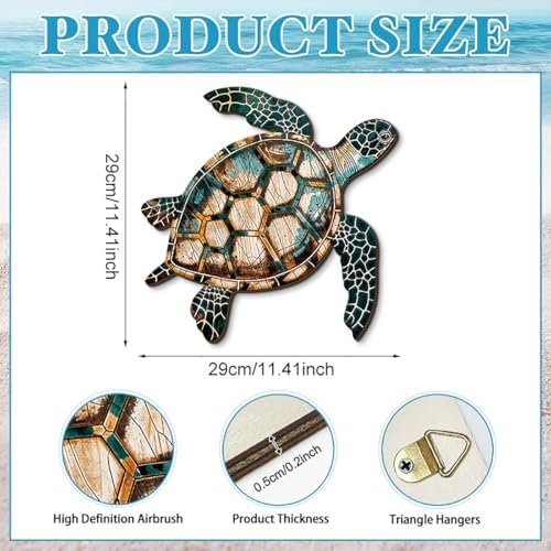 Semeid Handcrafted Wooden Sea Turtle Wall Art Decor