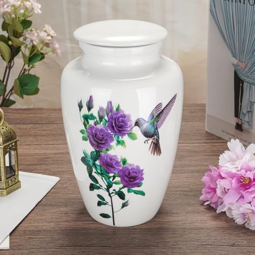 Abooxiu 10 Inch Ceramic Hummingbird Urn for Ashes