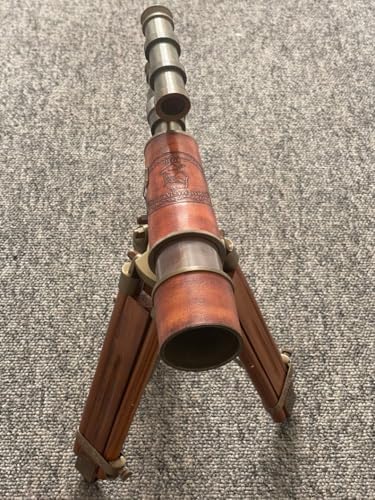 Leather Double Barrel Spyglass with Stand