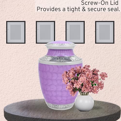 Handcrafted Lightweight Metal Memorial Urn - Purple Silver