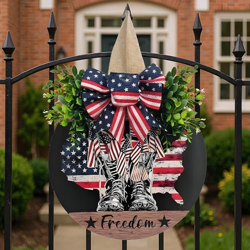 Patriotic Wreath With Flag and Boots for Ceremonies