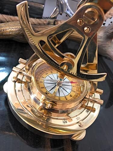 Maritime Brass Telescope Compass with Level and Telescope