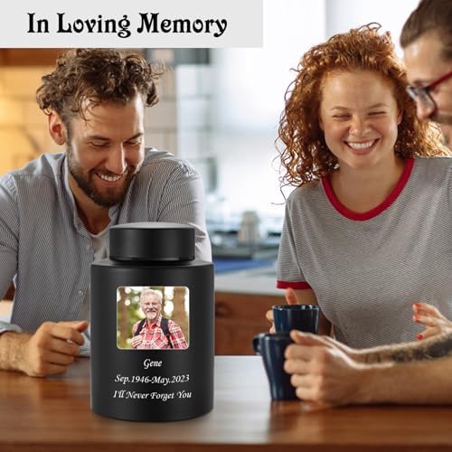 Photo Custom Cremation Urn Matt Black 59 Inch